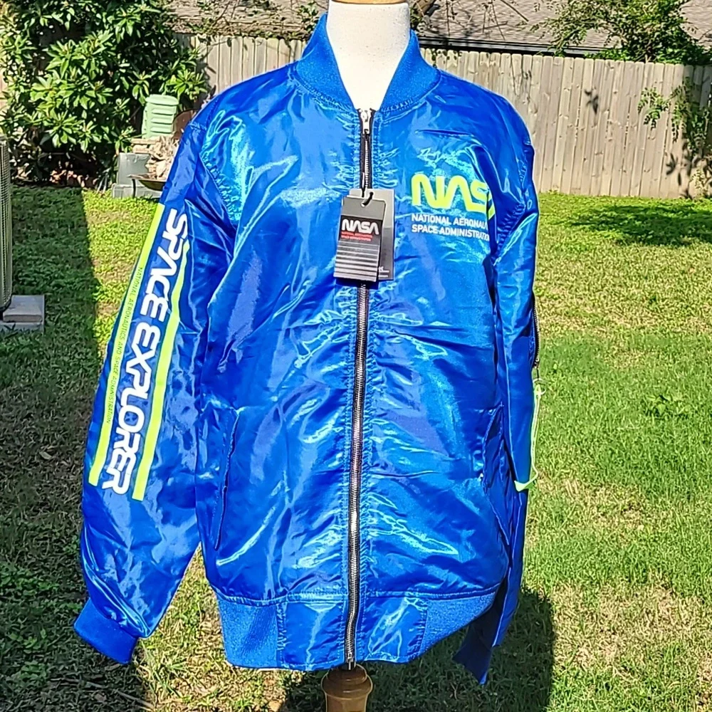Nasa fullzip Jacket Size Large Blue/Neon Green